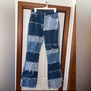 NWT - Akira High Rise Slim Bootcut Patchwork Jeans